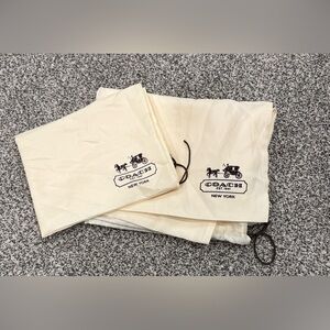 Set of 2 Coach Cream Storage Cinch Tie Dust Bags, Different Sizes